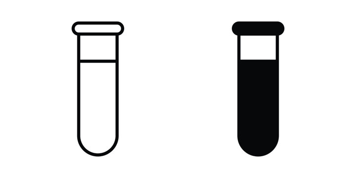 Test tube icon clipart and thin stroke versions pack