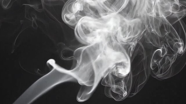 A delicate plume of white smoke rises against a solid black background