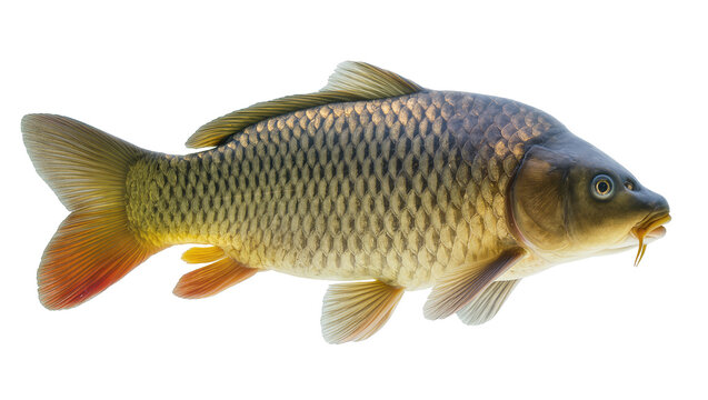 Common carp fish with scales and fins, aquatic animal