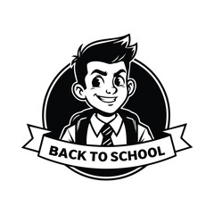 Back to school boy cartoon character illustration © MDMOYNULISLAM