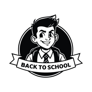 Back to school boy cartoon character illustration