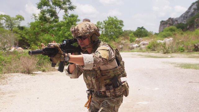 Soldier in Tactical Training Outdoors