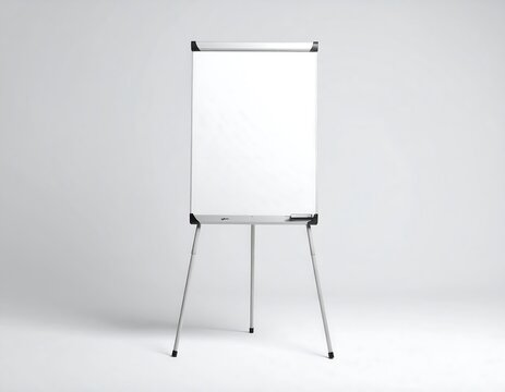 Blank White Flip Chart on Tripod Easel Isolated on Clean Background for Office Presentations, Business Meetings, Training Sessions and Educational Displays