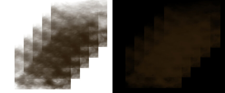 Atmospheric smoke texture overlay, dark hazy fog effect on transparent background, moody mist and steam clouds for photo editing and design