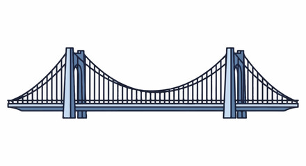 Obraz premium A cartoon-style illustration of a suspension bridge with blue accents