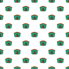 Obraz premium Fantasy cartoon hobbit houses creating a seamless tiled pattern