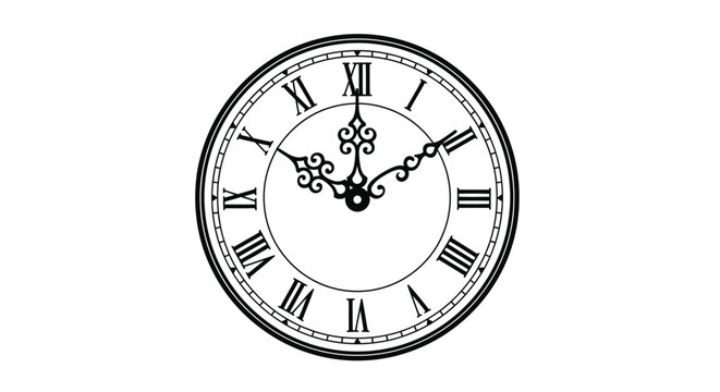 Vintage clock face with roman numerals
