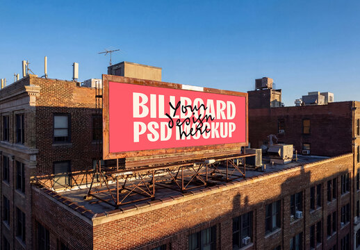 Rooftop Billboard Mockup