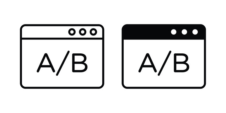 A B testing icon lineart style, silhouette flat icons