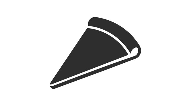 Simple Dark Pizza Slice Icon on White Background