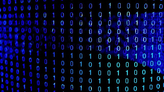Abstract 3d binary code digital wave on black background