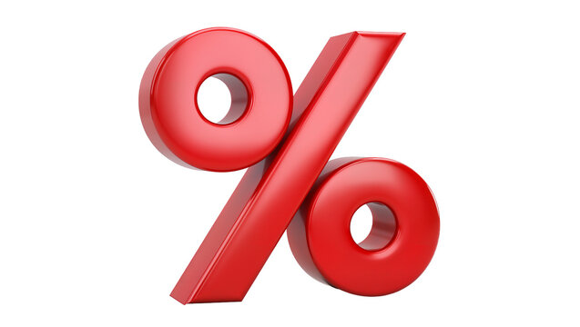 Red 3D Percent Symbol