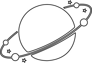 Saturn planet, ringed world and galaxy icon in line style vector, space, cosmic, astronomy, orbit, universe symbols bundle © AbdulJabbar