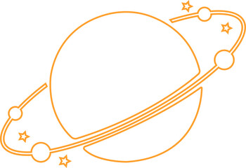 Saturn planet, ringed world and galaxy icon in line style vector, space, cosmic, astronomy, orbit, universe symbols bundle © AbdulJabbar