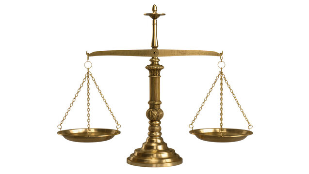 Antique brass balance scale with two pans and chains