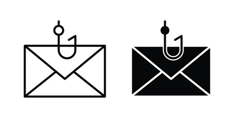 Email phishing icon lineart style, silhouette flat icons © Cristiane