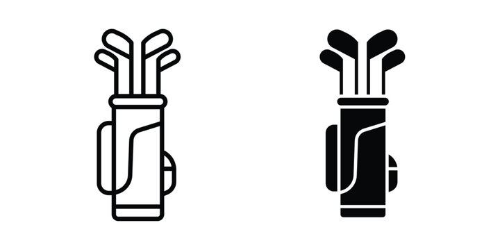 Golf bag icon lineart style, silhouette flat icons