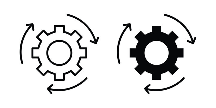 Implementation icon lineart style, silhouette flat icons