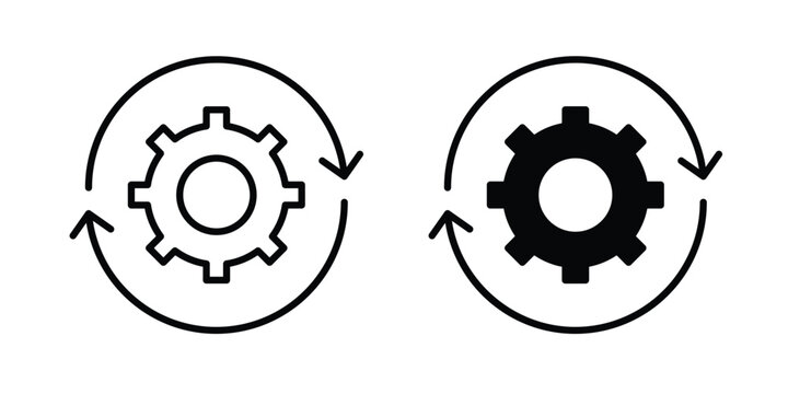 Implementation icon lineart style, silhouette flat icons
