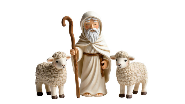 Shepherd with two sheep figurines