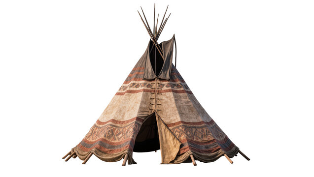 Native American tipi dwelling with decorative patterns