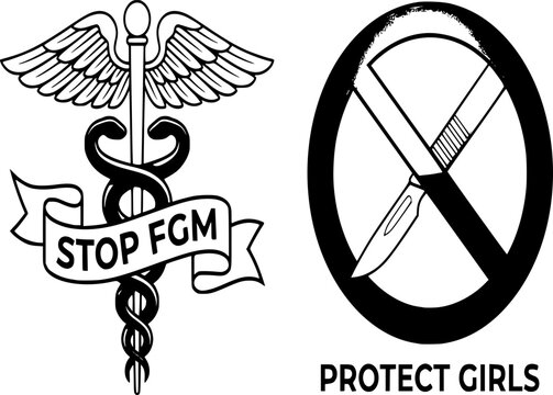 Medical Opposition to FGM Silhouette: Doctors Against Mutilation Vector, Healthcare and Ethics Icon
