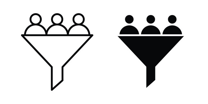 Lead generation icon lineart style, silhouette flat icons