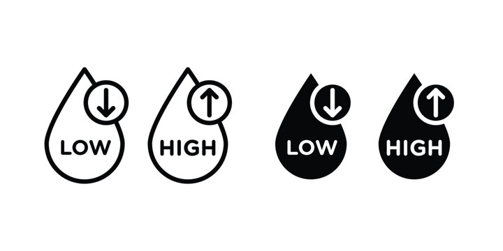 Low and high cholesterol icon lineart style, silhouette flat icons