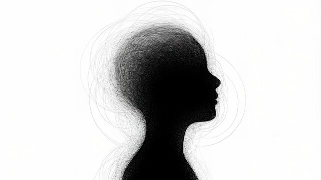 Abstract silhouette animation with evolving linear patterns in motion