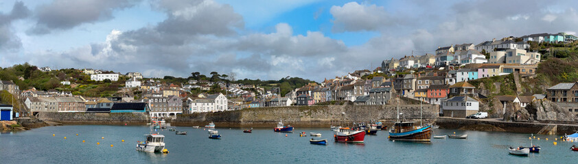 Fototapeta premium Panoramic view of the harbor at Mevagissey on the south coast of Cornwall, England.