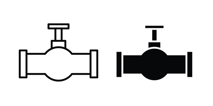 Pipe valve icon lineart style, silhouette flat icons