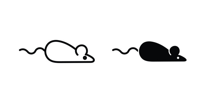 Rat icon lineart style, silhouette flat icons