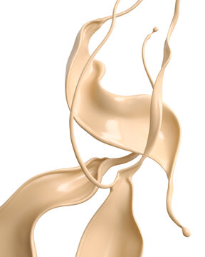 liquid foundation splash flow with glossy texture for makeup product advertisement 3d illustration.