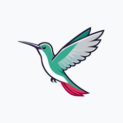 Naklejka premium Vibrant Hummingbird Illustration with Detailed Feather Design.
