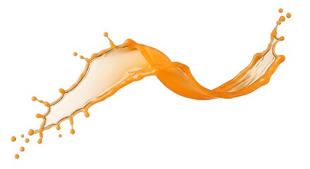 Fototapeta premium Orange liquid fluid splash isolated on white background, vibrant energy motion.
