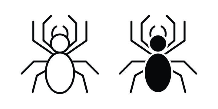 Spider icon lineart style, silhouette flat icons