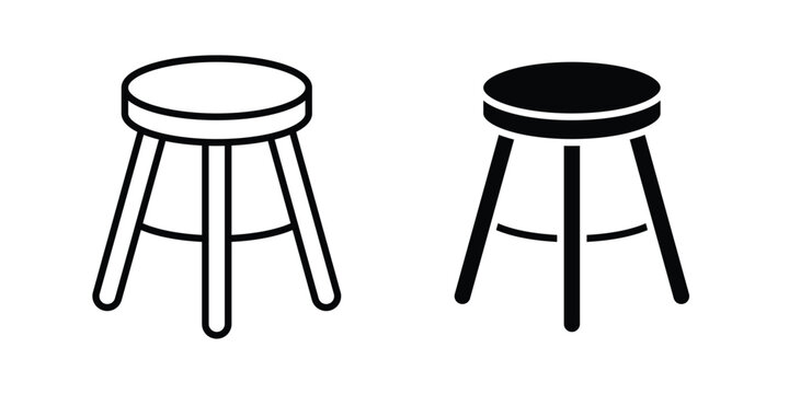 Stool icon lineart style, silhouette flat icons