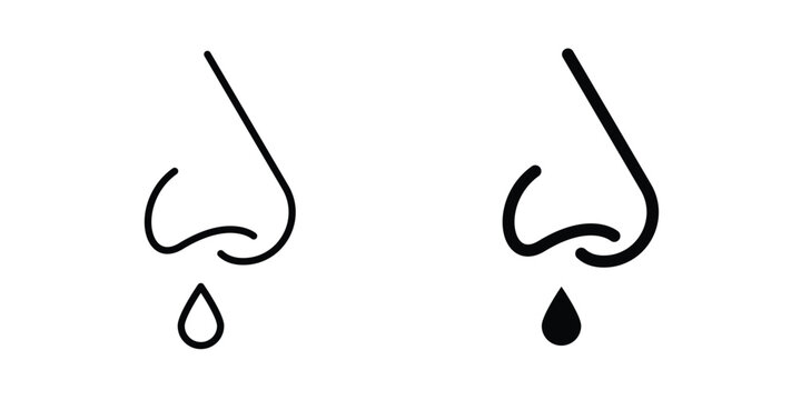 Stuffy nose icon lineart style, silhouette flat icons