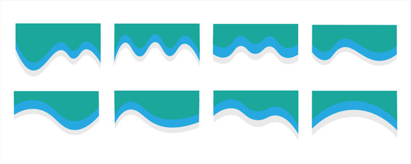 Fototapeta premium Modern abstract wave header designs in shades of blue with dynamic flow. vector illustration