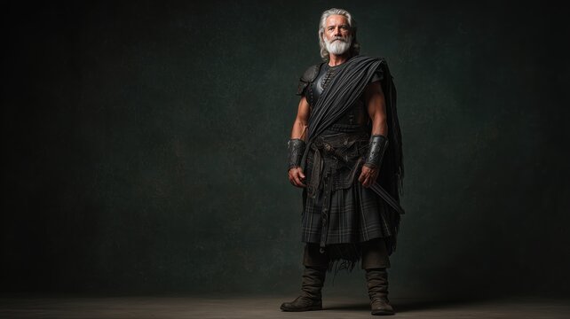 scottish warrior in traditional attire