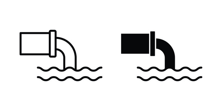 Waste water icon lineart style, silhouette flat icons