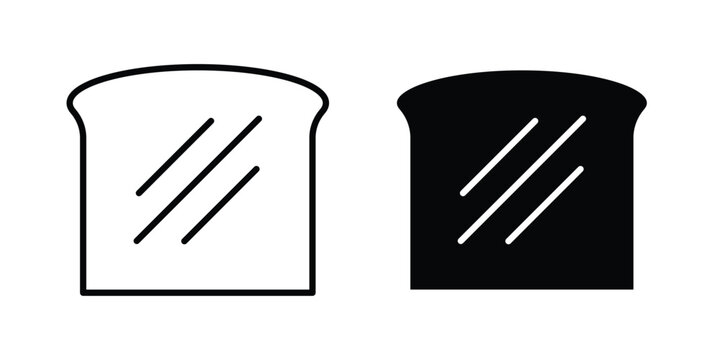 White bread icon lineart style, silhouette flat icons