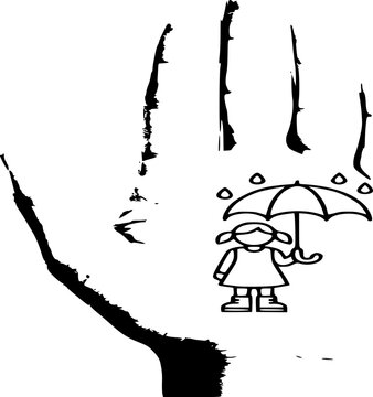 Stop Female Mutilation Silhouette: Child Protection Boundary Vector, Anti-Abuse Activism Icon