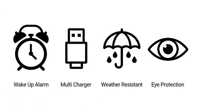 Alarm clock, USB head, umbrella and eye protection, wake up with multi charging, weather resistant and eye protection function, suitable for smart alarm clocks and outdoor portable digital products.
