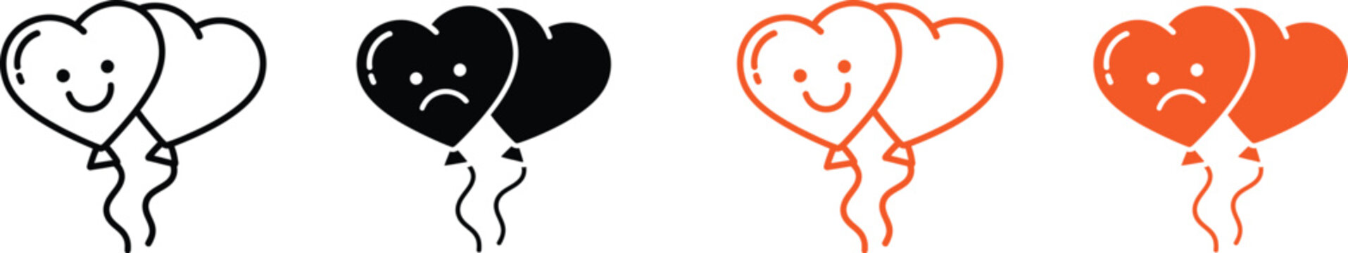 International friendship day icon set with bff balloons and smiley faces