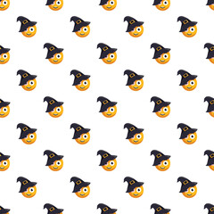 Obraz premium Seamless pattern featuring cute witch emoji faces for halloween celebration