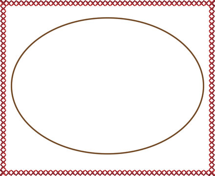 Decorative ellipse frame with red pattern border