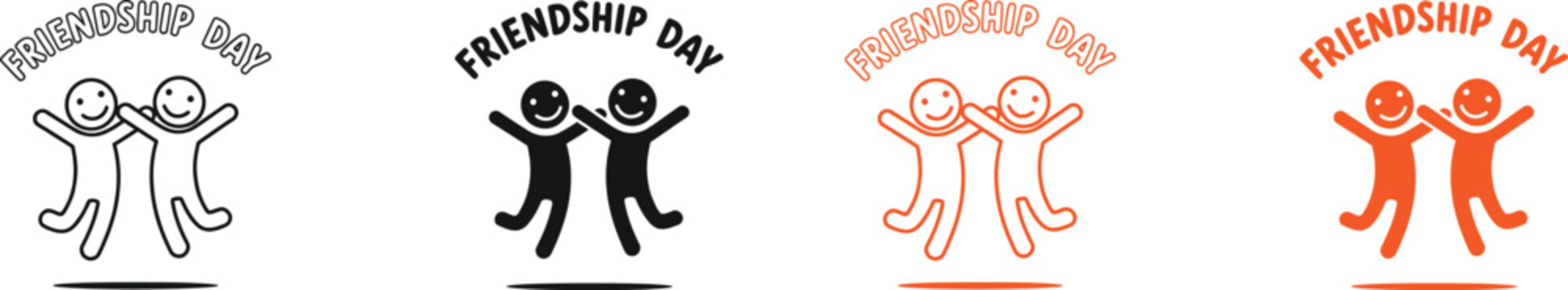 International friendship day icon set celebrating togetherness
