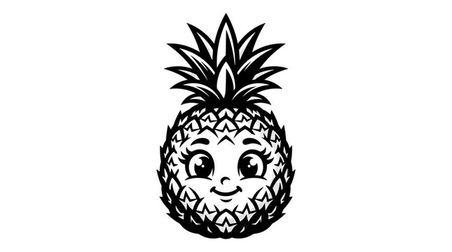 A cute cartoon pineapple character with a friendly face, perfect for food branding and tropical-themed designs, this fun illustration is digitally drawn