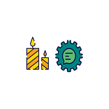 Traditional wax candle process quality stamp icon vector template
